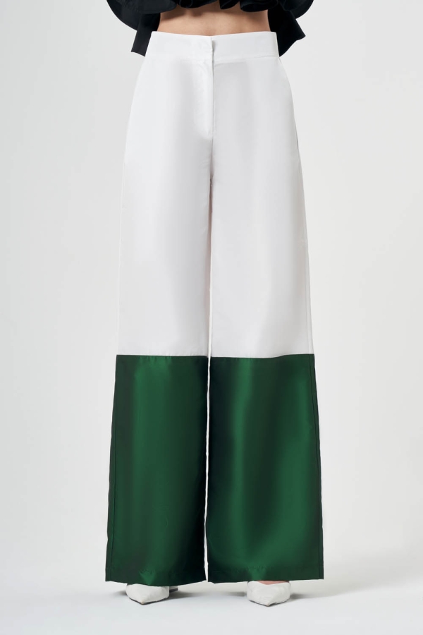 Tafta Ekru/Yeşil Pantolon